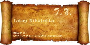 Tatay Nikoletta névjegykártya